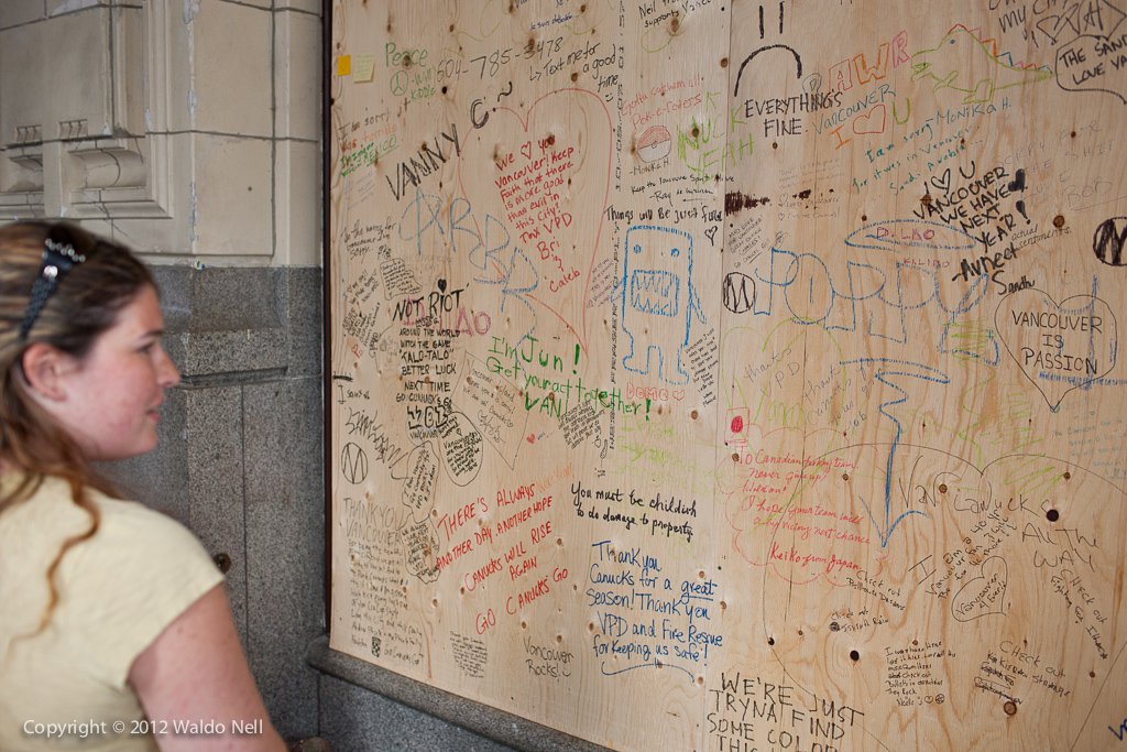 Onlooker reading the thousands of messages.