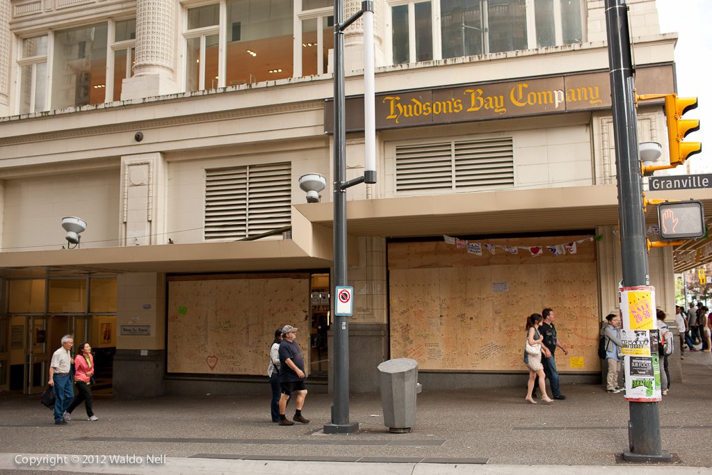 Hudson Bay was hit hard... It is here were most of the temporary plywood panels were erected to cover up the broken window panes.