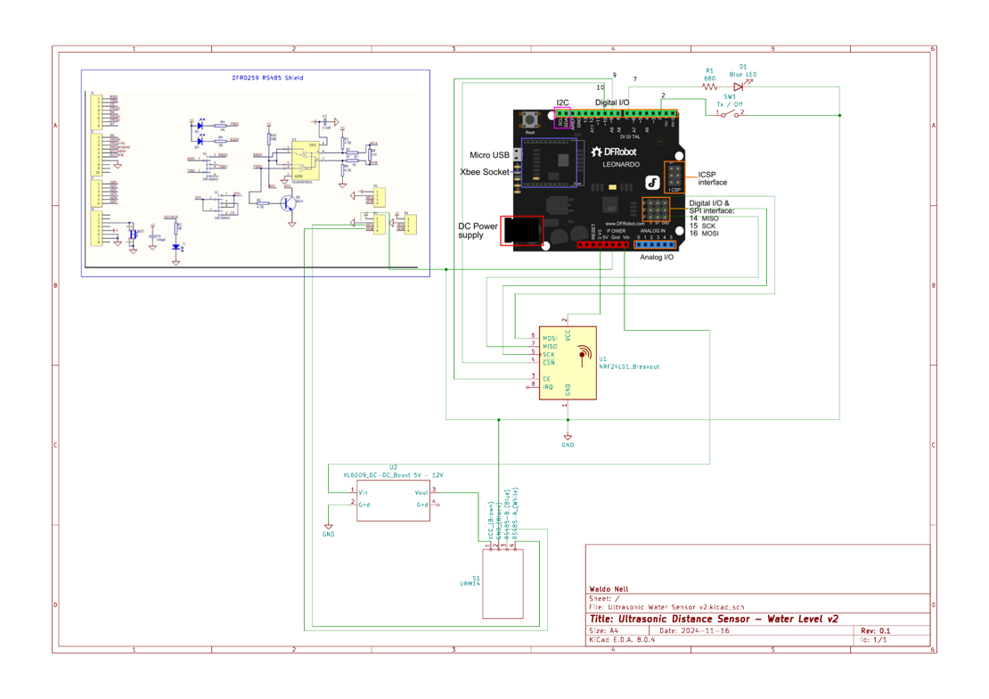 Schematic-ish Diagram - Ultrasonic Distance Sensor